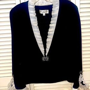 Vintage St John Evening Knit Jacket fringe lace sz 8
Cocktail